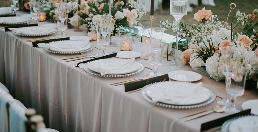 flower decoration at dining table