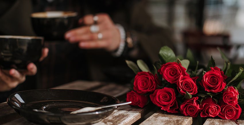 roses on a dining table